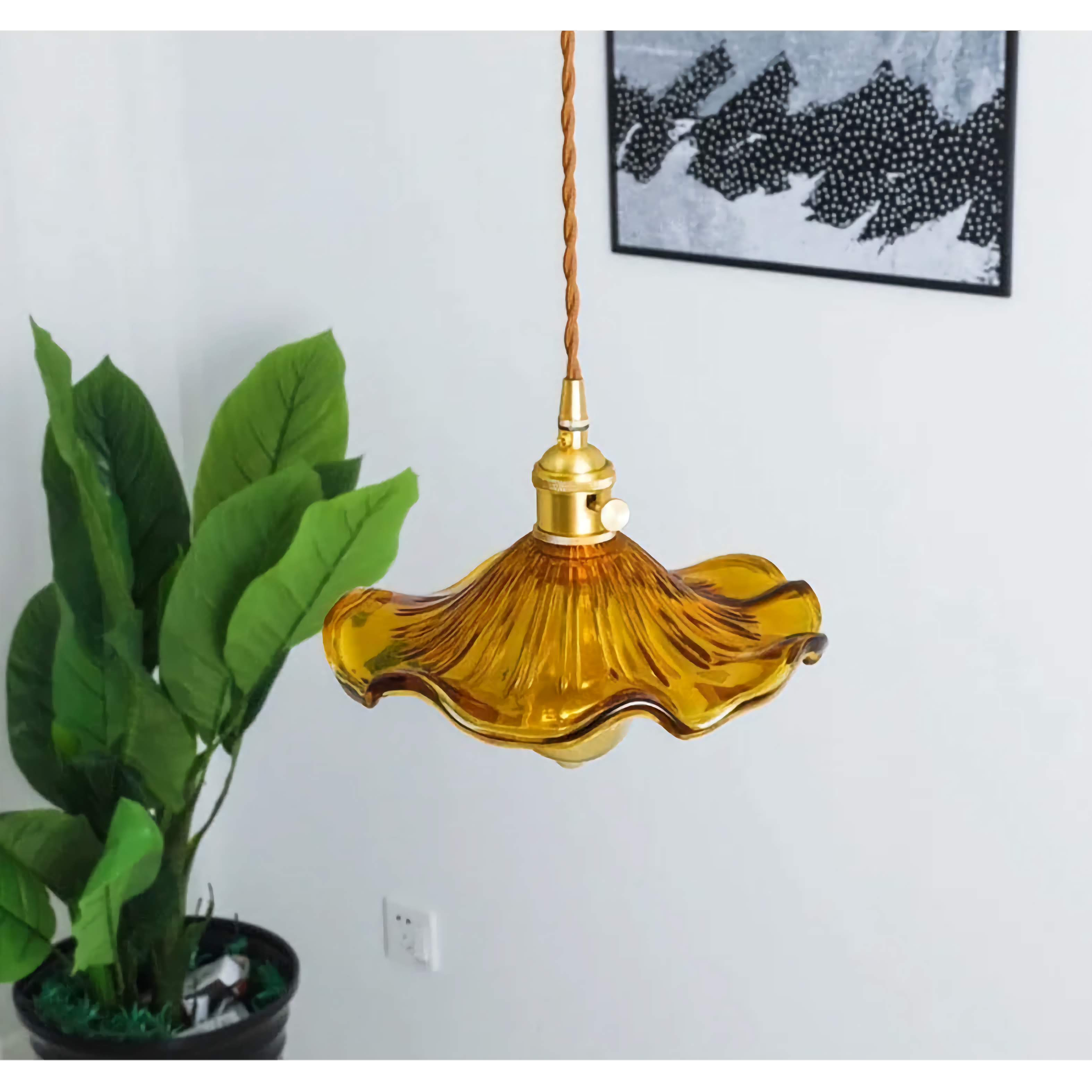 Hanglamp Glas E27 Groen Transparant Oranje Ø25cm Woonkamer Keuken Eetkamer Vintage Art Nouveau Sfeerlamp | Sansoti