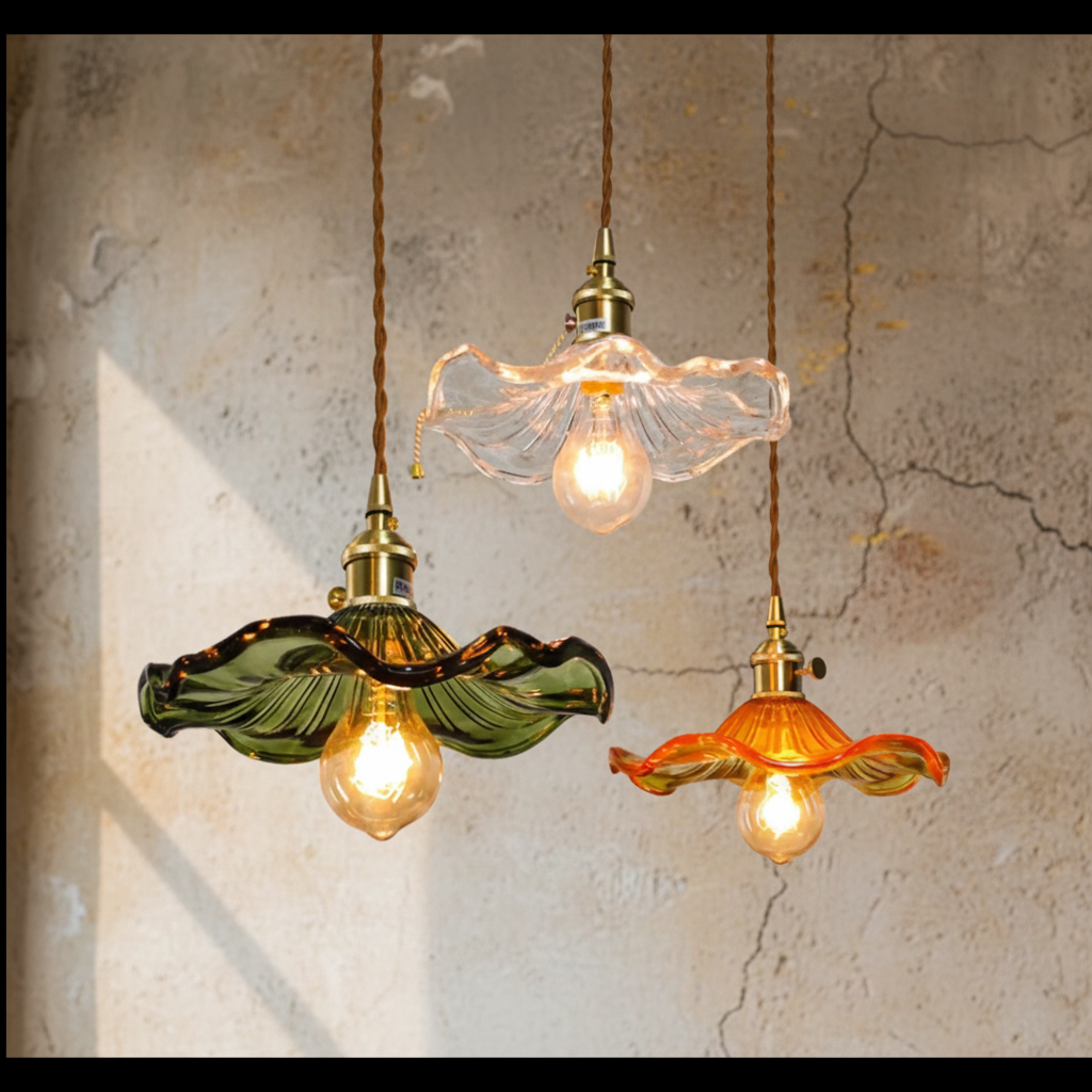 Hanglamp Glas E27 Groen Transparant Oranje Ø25cm Woonkamer Keuken Eetkamer Vintage Art Nouveau Sfeerlamp | Sansoti