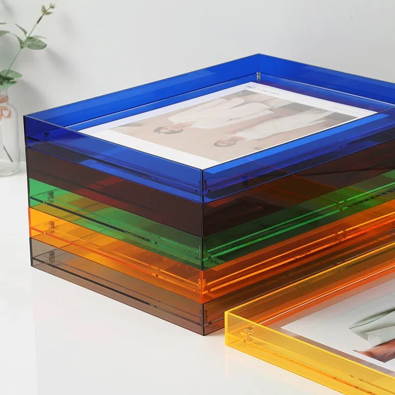Acryl Fotolijst Gekleurd Transparant Oranje Wand Tafel Display Frame Moderne Fotohouder Poster Lijst Interieur Decoratie | Sansoti