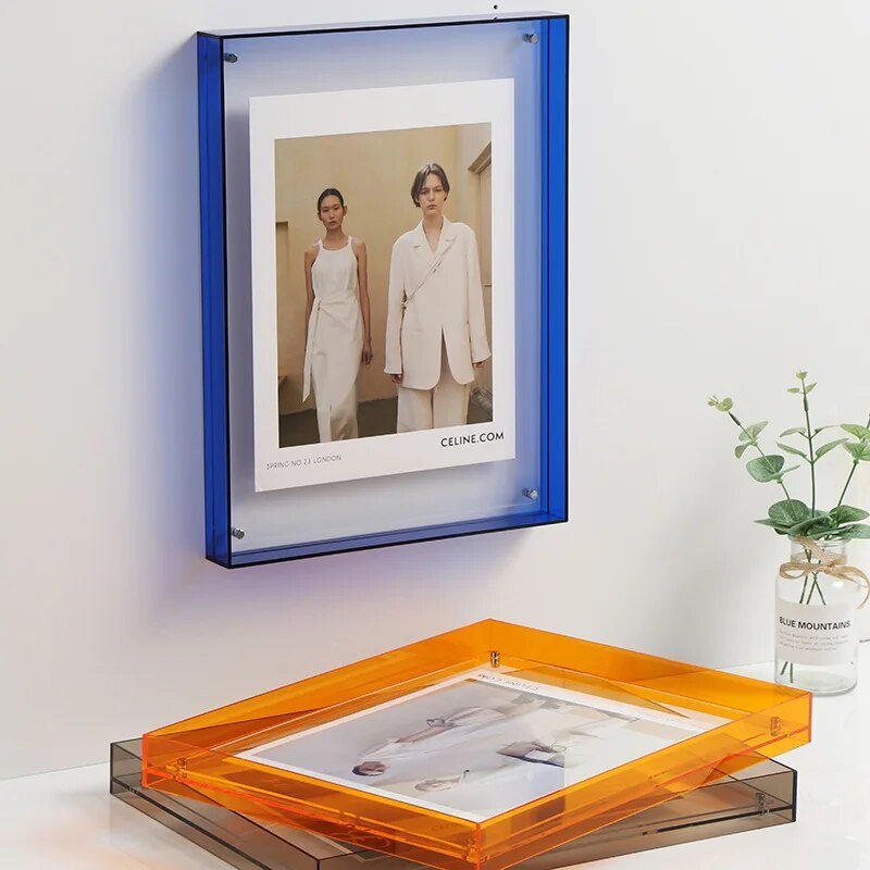 Acryl Fotolijst Gekleurd Transparant Oranje Wand Tafel Display Frame Moderne Fotohouder Poster Lijst Interieur Decoratie | Sansoti