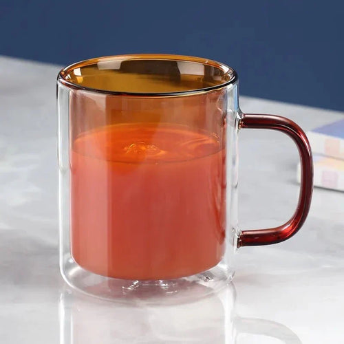 Thermischer Kaffeebecher aus Glas mit doppelwandiger Isolierung, 350 ml