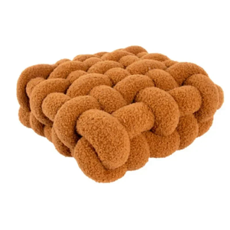 Coussin décoratif noué en coton pelucheux doux | Coussin d’assise décoratif au design scandinave pour le salon et la chambre | Sansoti