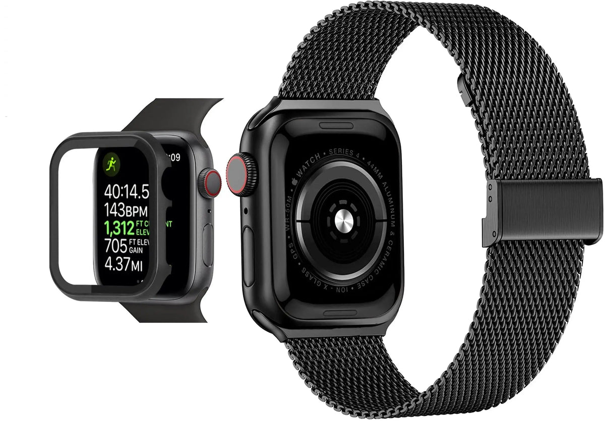 Roestvrijstalen Beschermhoesje met Gehard Glas voor Apple Watch 44mm 40mm 42mm 38mm Smartwatch Accessoire | Sansoti