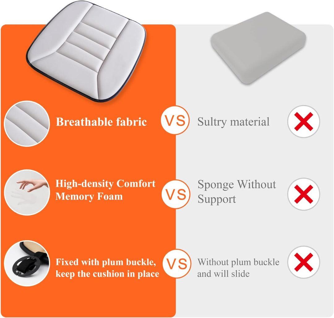 Zitcomfortkussen Memory Foam Auto Zwart Grijs Drukpuntreductie Ergonomisch Autostoelkussen Rugsteun Lange Ritten | Sansoti