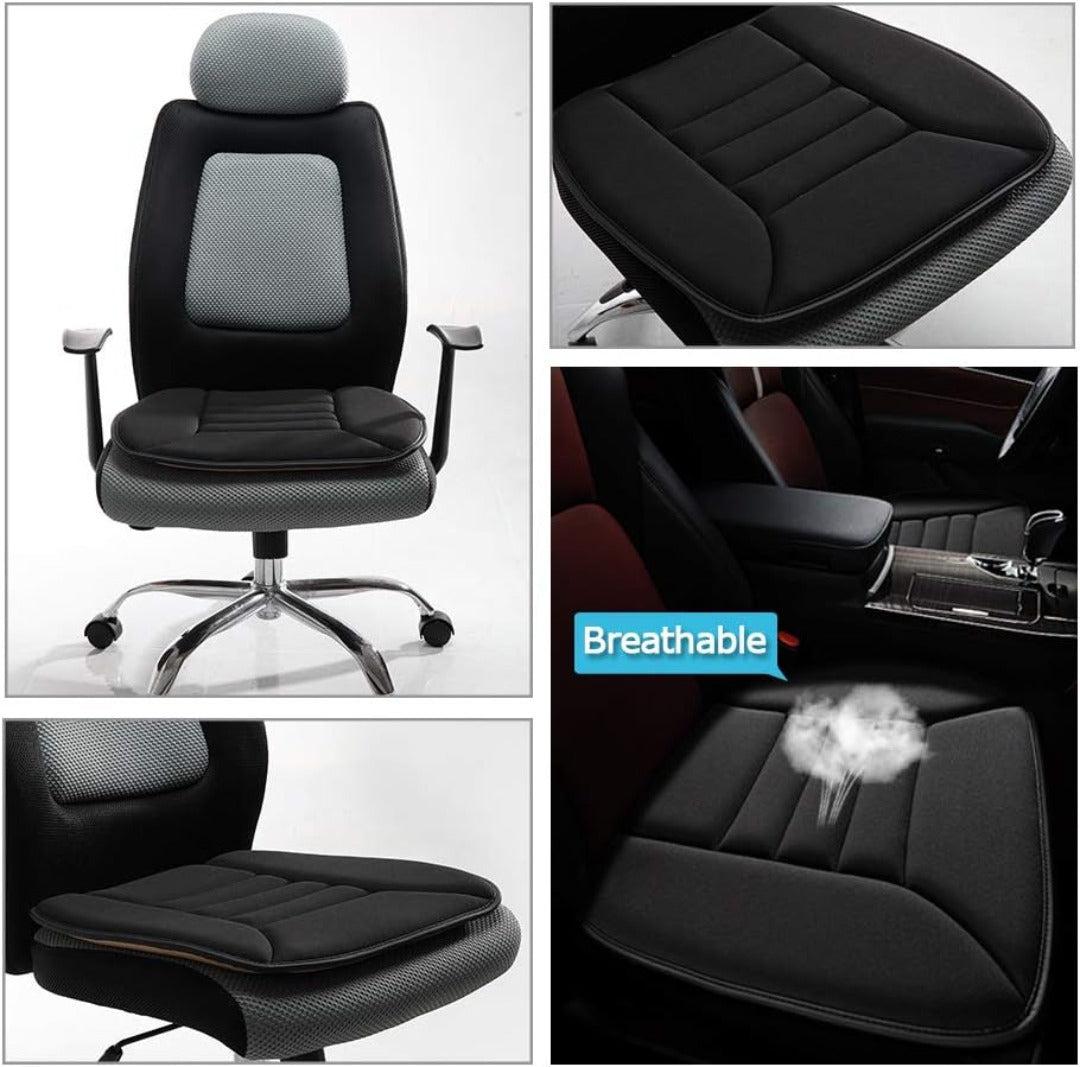 Zitcomfortkussen Memory Foam Auto Zwart Grijs Drukpuntreductie Ergonomisch Autostoelkussen Rugsteun Lange Ritten | Sansoti