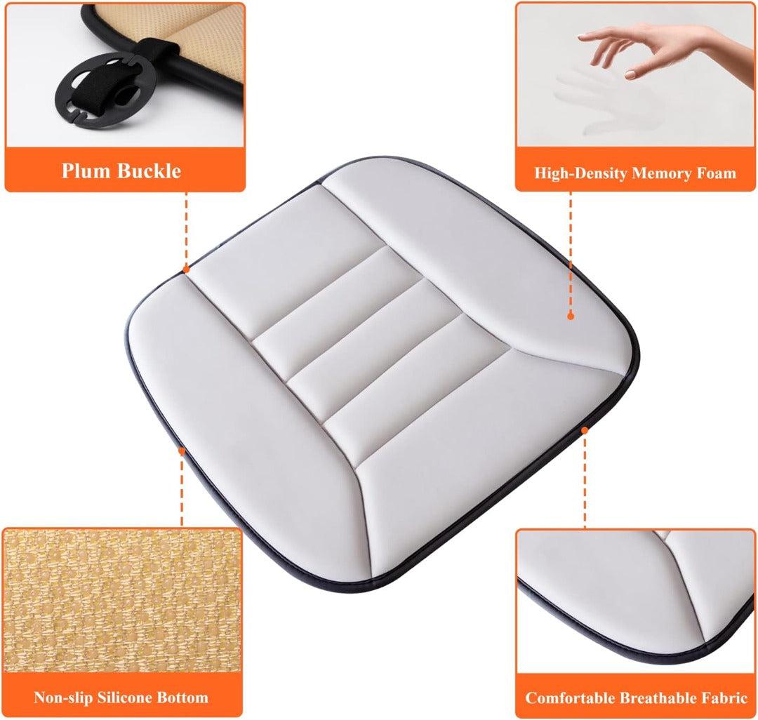 Zitcomfortkussen Memory Foam Auto Zwart Grijs Drukpuntreductie Ergonomisch Autostoelkussen Rugsteun Lange Ritten | Sansoti
