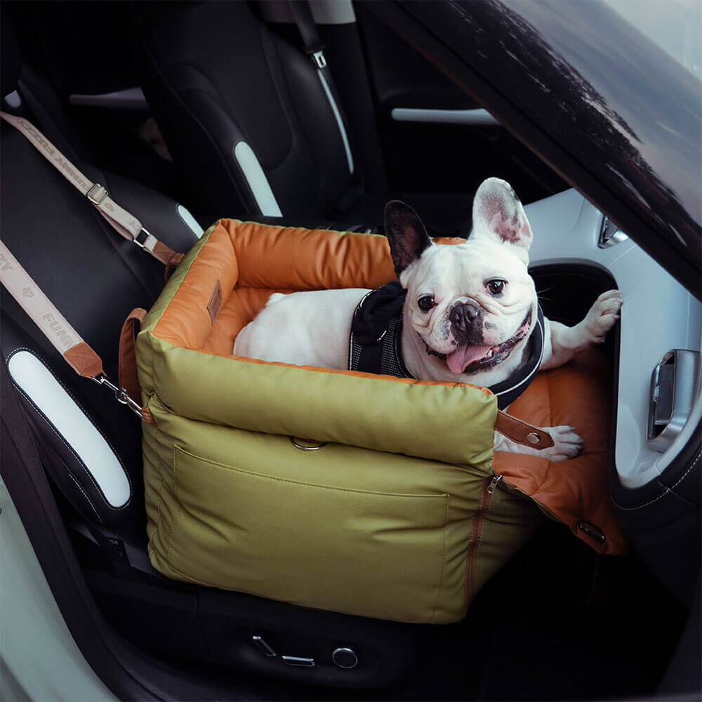 Autositz für Hunde mit Sicherheitsgurt und Plüschbezug für kleine bis mittelgroße Hunde, zum Reisen | Sansoti