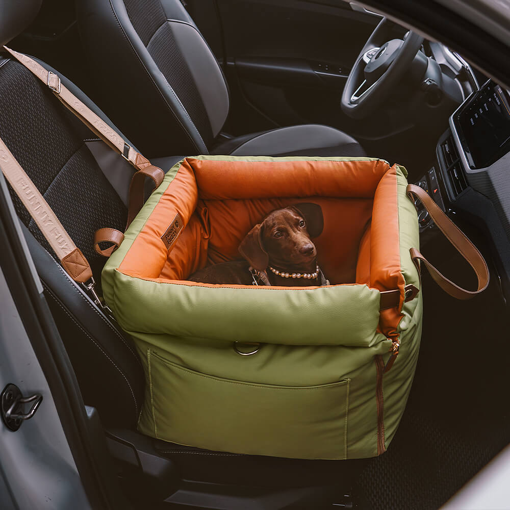 Autositz für Hunde mit Sicherheitsgurt und Plüschbezug für kleine bis mittelgroße Hunde, zum Reisen | Sansoti