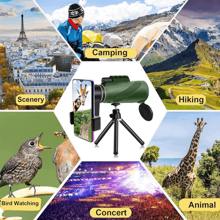 Compacte Ultra-Zoom Monoculair met HD-lens – Lichtgewicht Telescoop voor Vogels Kijken, Wandelen & Sportevenementen | Sansoti