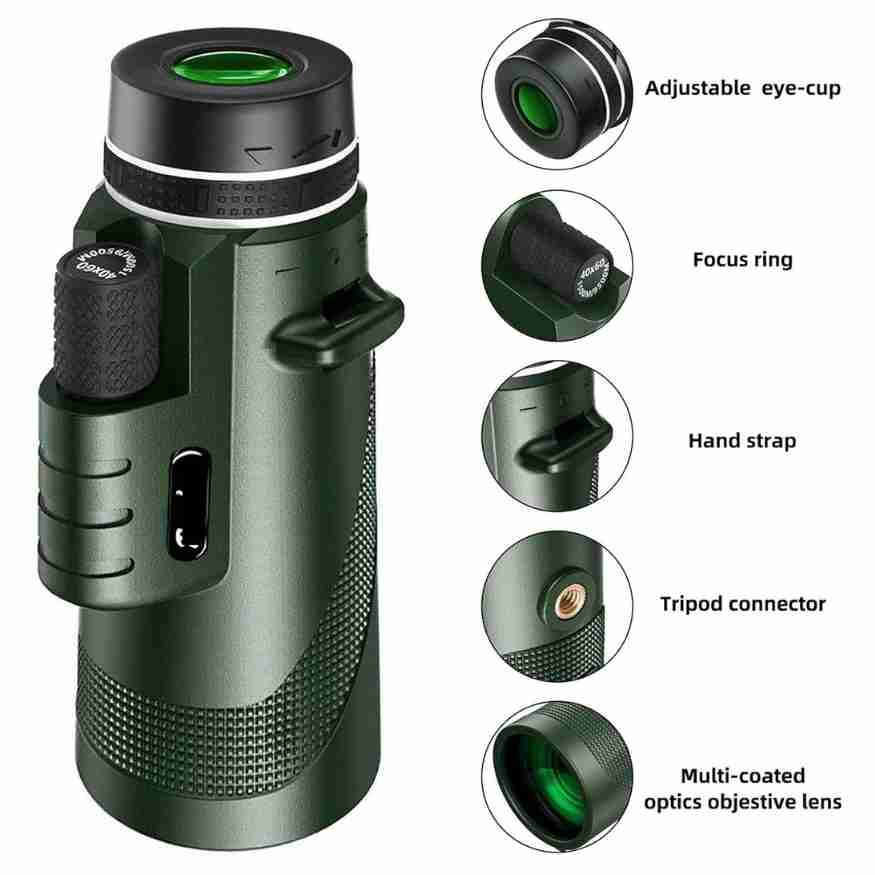 Compacte Ultra-Zoom Monoculair met HD-lens – Lichtgewicht Telescoop voor Vogels Kijken, Wandelen & Sportevenementen | Sansoti