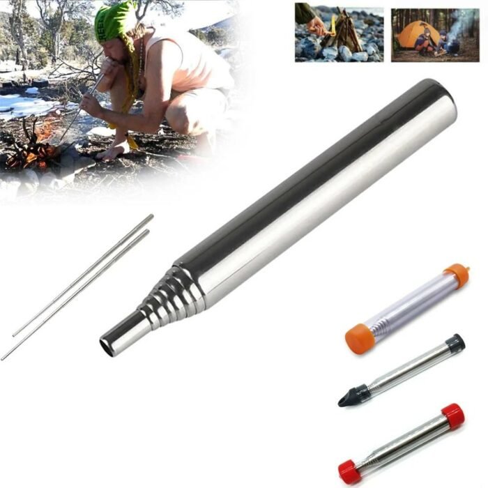 Telescopische Vuurpijp RVS 49cm - Blaastool voor Kampvuur BBQ Aansteken - Draagbaar Outdoor Camping Tool | Sansoti