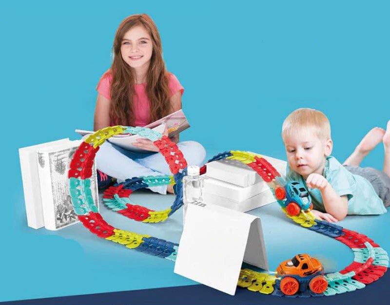 Circuit de course magnétique pour enfants avec fonction phosphorescente, 46 à 184 pièces, éducatif et créatif | Sansoti
