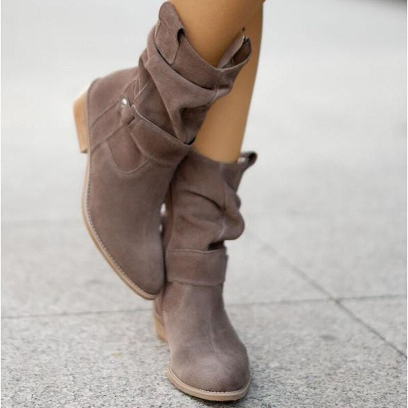 Bottines pour femme, chaudes et doublées, à talon bas, avec fermeture à glissière, bout rond et soutien de la voûte plantaire, confort automne-hiver | Sansoti