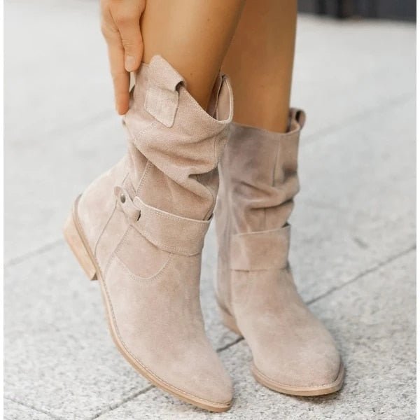 Bottines pour femme, chaudes et doublées, à talon bas, avec fermeture à glissière, bout rond et soutien de la voûte plantaire, confort automne-hiver | Sansoti