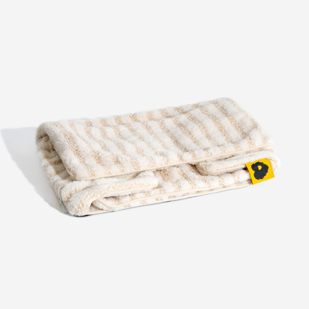 Gestreepte Pluche Hondenbed Tweelaags Kunstlam Warm Afneembaar Beige Roze Zwart M L XL 2XL Huisdier Comfort | Sansoti