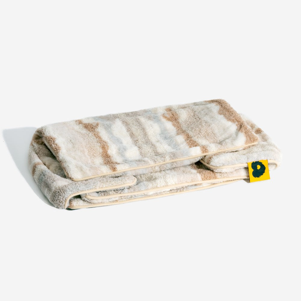 Gestreepte Pluche Hondenbed Tweelaags Kunstlam Warm Afneembaar Beige Roze Zwart M L XL 2XL Huisdier Comfort | Sansoti