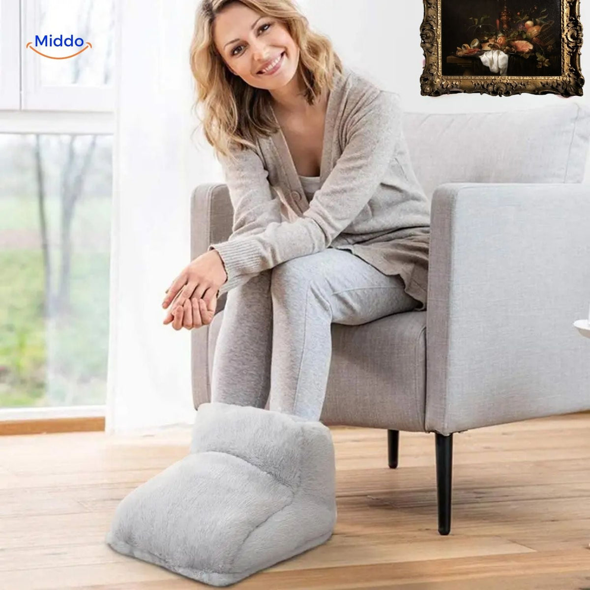 USB Voetverwarmer met Antislipzool Grijs Roze Bruin voor Thuiswerken Koude Winteravonden Pluche Pantoffels | Sansoti