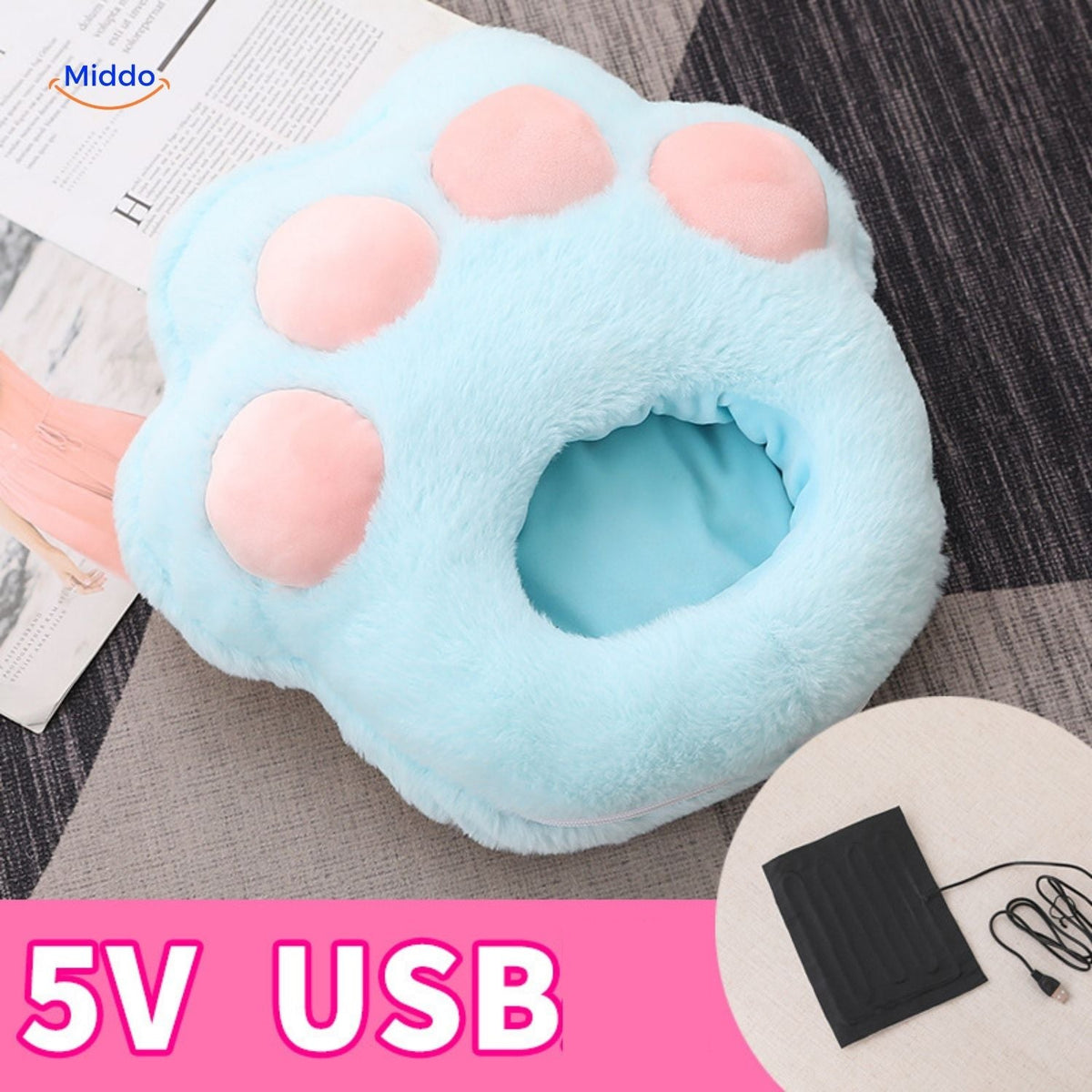 USB Voetverwarmer met Antislipzool Grijs Roze Bruin voor Thuiswerken Koude Winteravonden Pluche Pantoffels | Sansoti