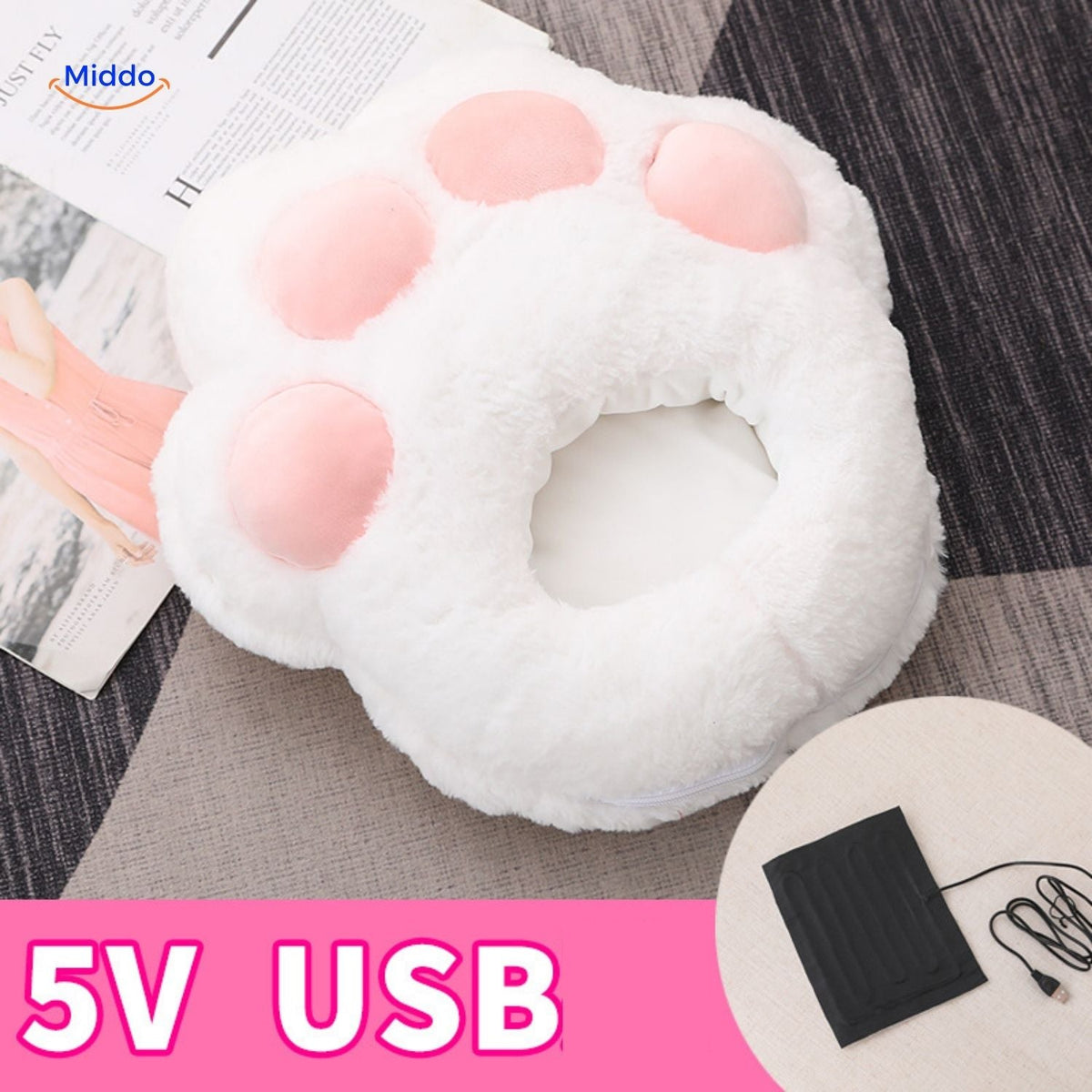 USB Voetverwarmer met Antislipzool Grijs Roze Bruin voor Thuiswerken Koude Winteravonden Pluche Pantoffels | Sansoti