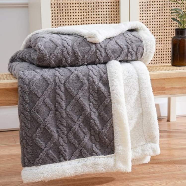 Duvet Sherpa Verzwaringsdeken 150x200cm Grijs Tweepersoons Warm Fleece Deken Bedsprei Zwaartedeken Winter Slaapkamer | Sansoti
