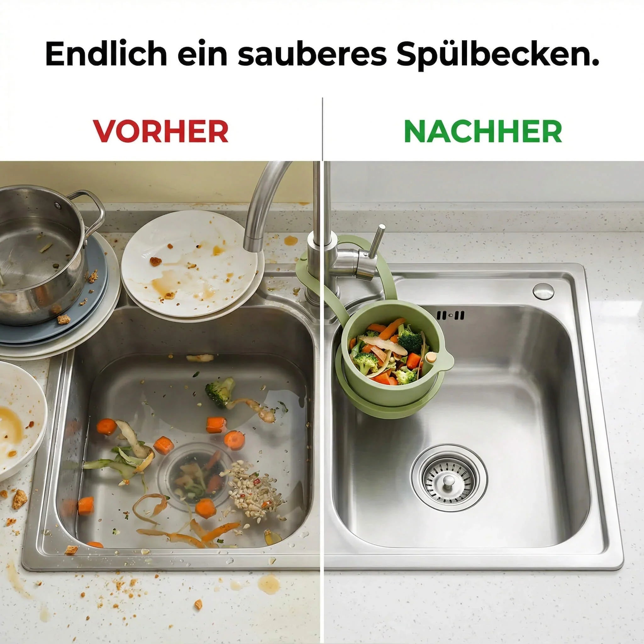 Hangend Afdruipmandje Keuken 2-Delig Filter Klik-Systeem PP BPA-vrij 20x14x13cm Groente Fruit Afgieten Aanrecht Gootsteen Filtermand Kraanrek | Sansoti