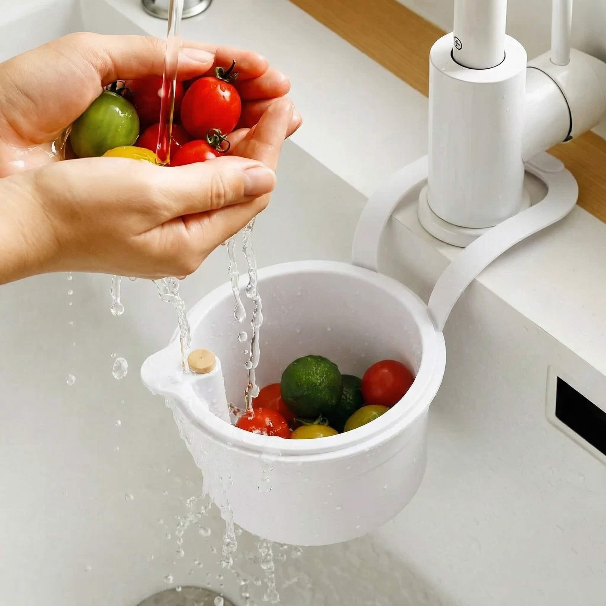 Hangend Afdruipmandje Kunststof 20x14x13 cm Keuken Kraan Zeef Afvoer Voedselresten Filter Gootsteen Organizer BPA-vrij | Sansoti