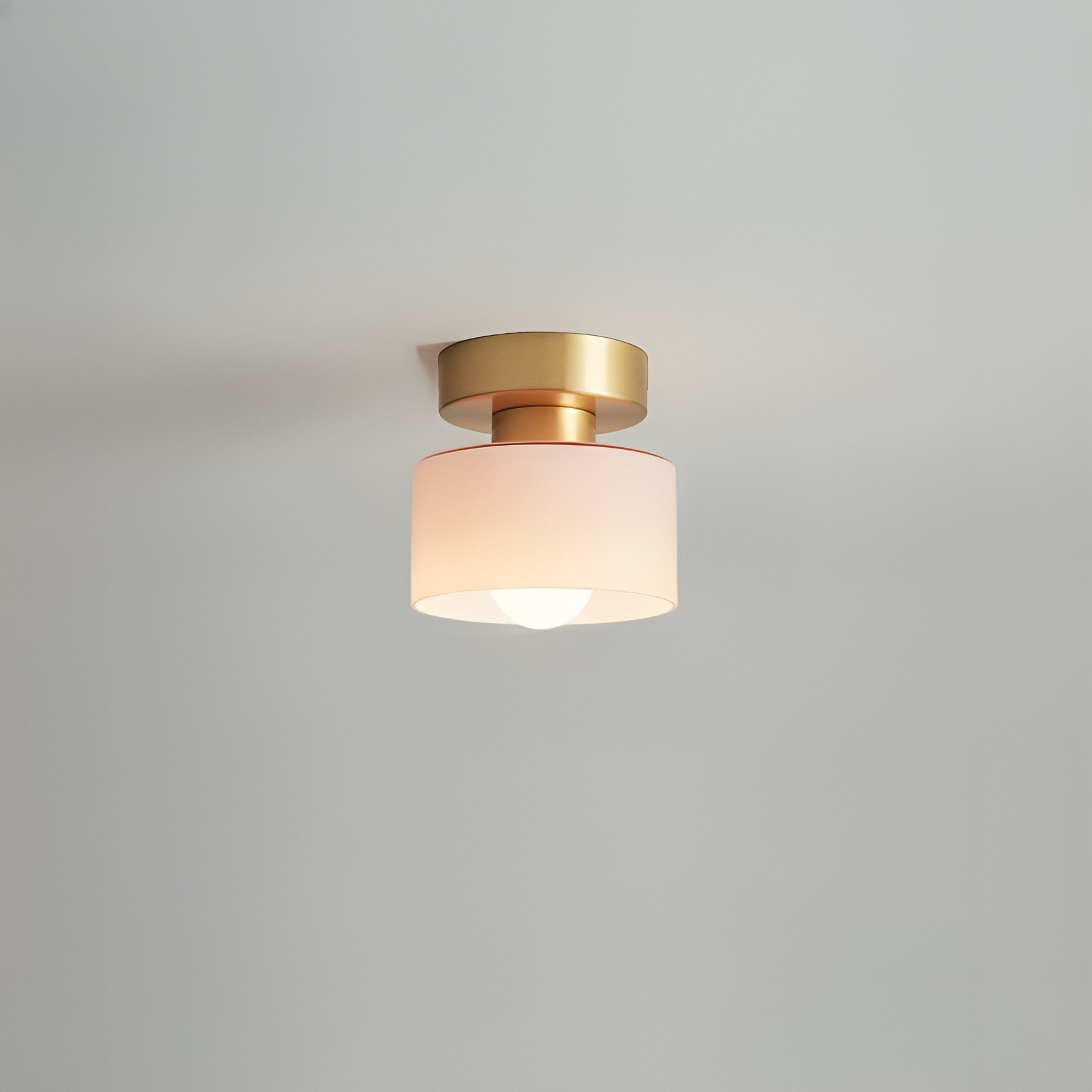 Plafonnier cylindrique E27 en métal et verre, lumière blanc chaud, style Bauhaus, éclairage pour entrée, chambre et salon | Sansoti