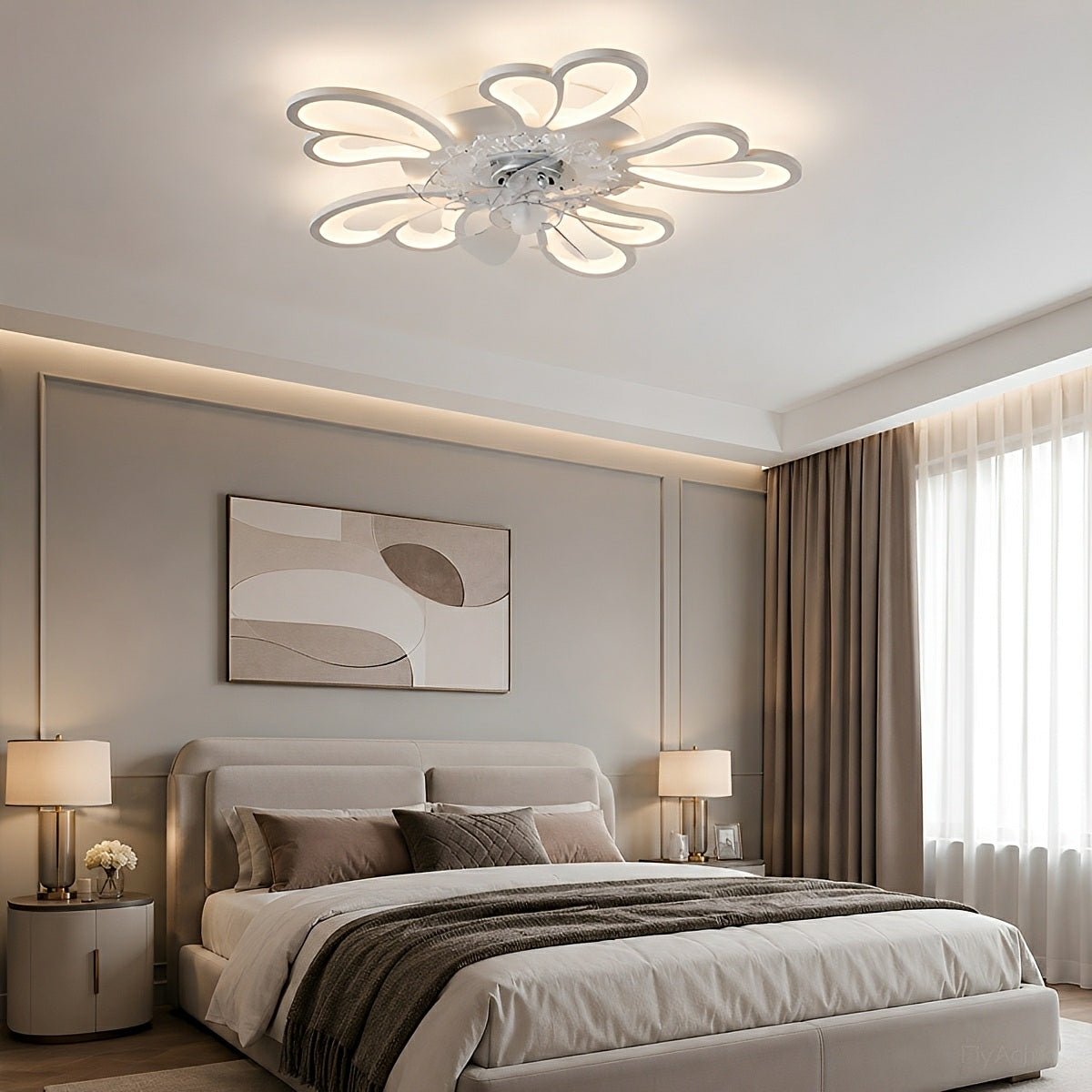 Plafondventilator met Verlichting & Afstandsbediening Dimbaar 3 Lichtstanden Fluistermotor 79cm voor Slaapkamer | Sansoti