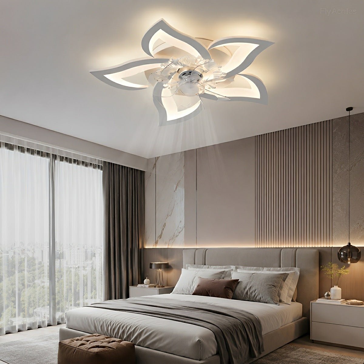 Plafondventilator met Verlichting & Afstandsbediening Dimbaar 3 Lichtstanden Fluistermotor 79cm voor Slaapkamer | Sansoti