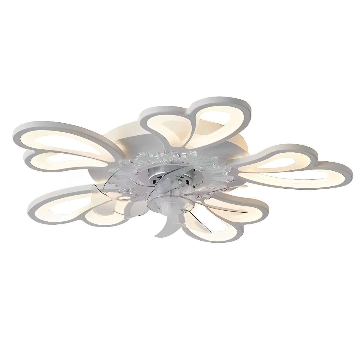 Deckenventilator mit Beleuchtung LED Eisen Acryl Blume Schlafzimmer Wohnzimmer Dimmbar Fernbedienung Deckenleuchte Ventilator Modern Dekorativ | Restfield