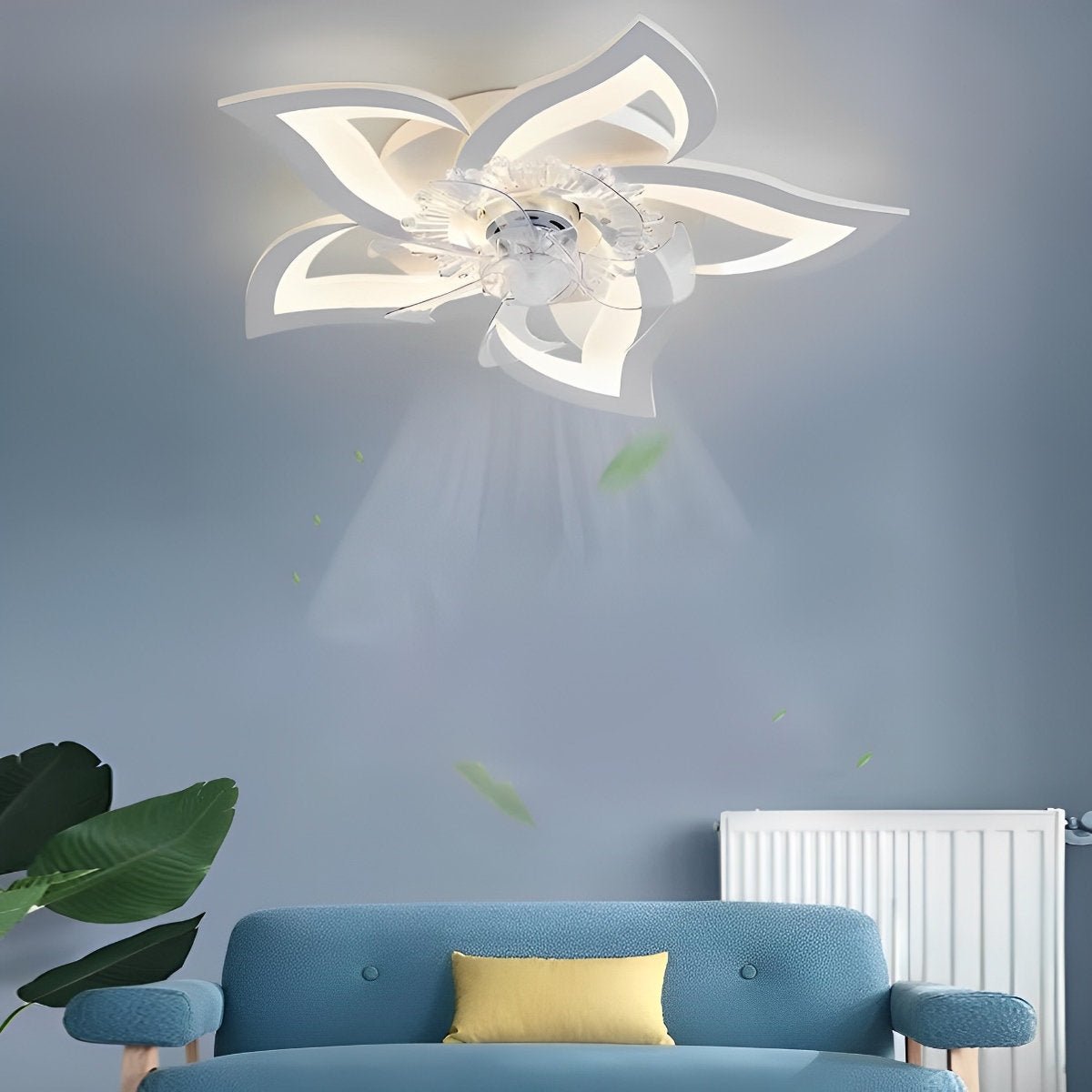 Deckenventilator mit Beleuchtung LED Eisen Acryl Blume Schlafzimmer Wohnzimmer Dimmbar Fernbedienung Deckenleuchte Ventilator Modern Dekorativ | Restfield