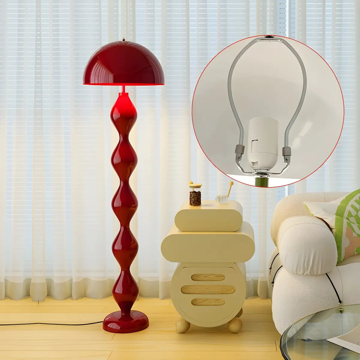Moderne Pilz-Stehlampe mit Metallschirm und 3 Lichtstufen – Skandinavisches Design Standleuchte mit Fußschalter | Restfield