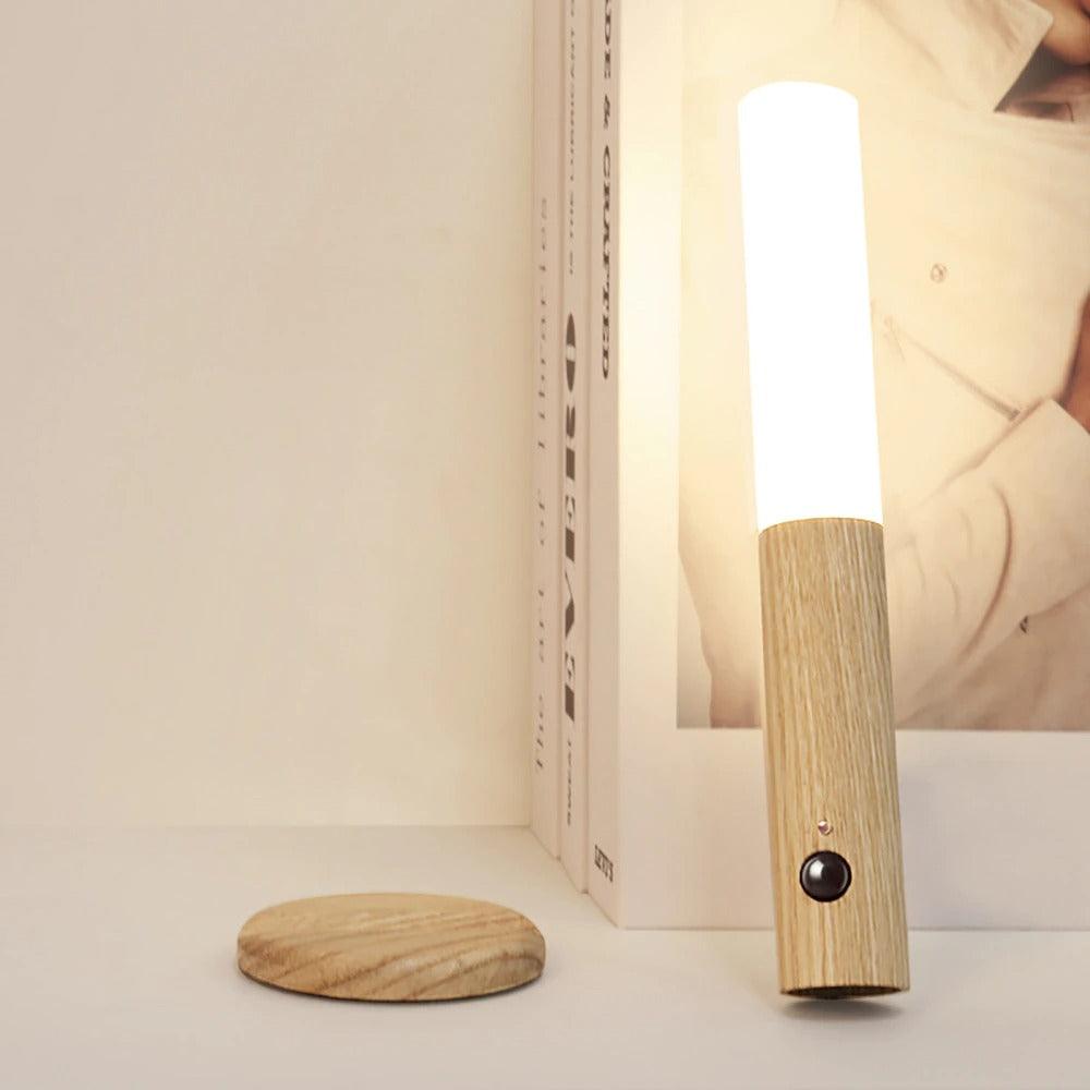 Oplaadbare Houten Wandlamp met Bewegingssensor – Dimbaar LED Nachtlampje voor Hal Gang Slaapkamer | Sansoti