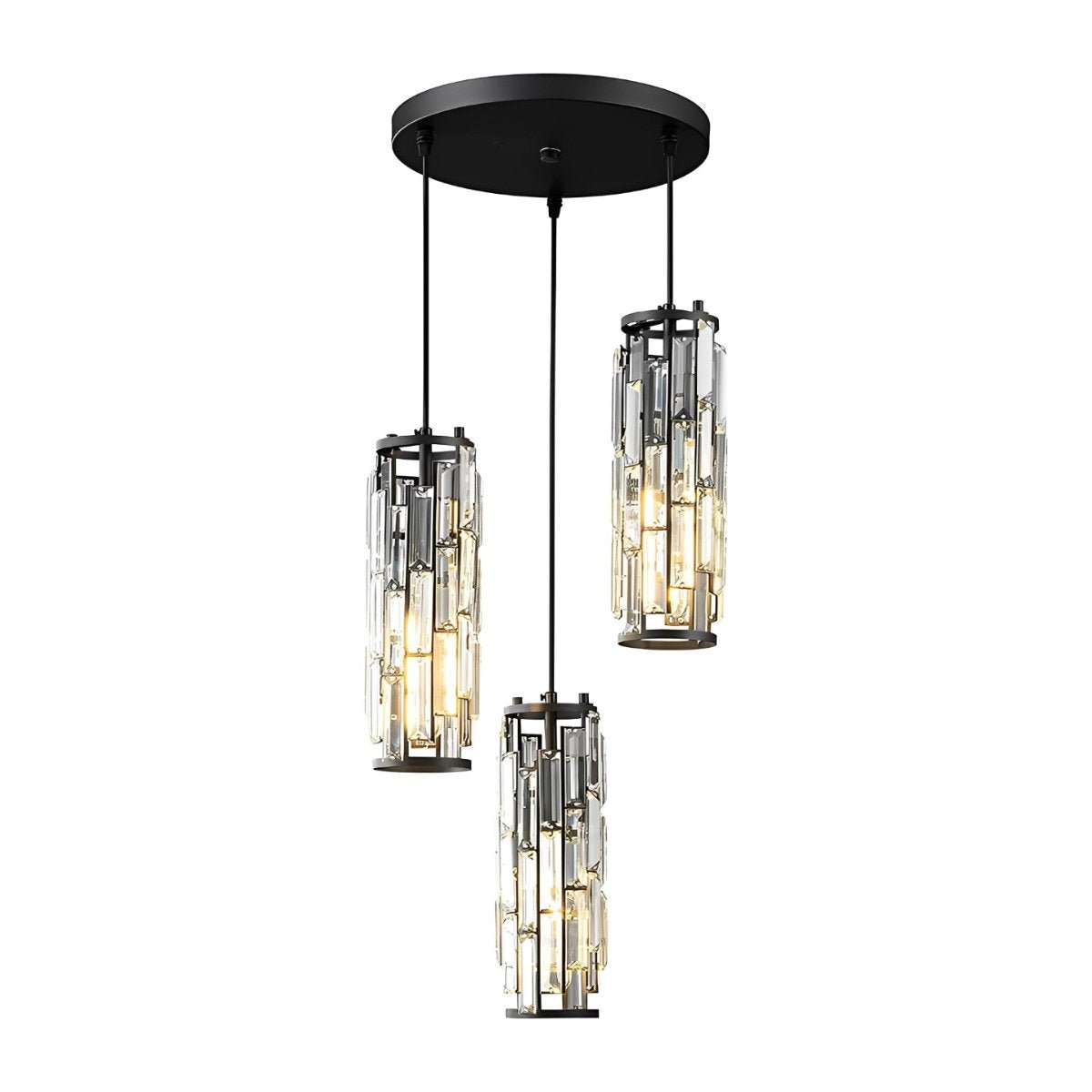 Lustre cristal Noir Fer E27 Salle à manger Salon Industriel Rétro Plafonnier Suspension Verre cristal Bar Allée | Restfield