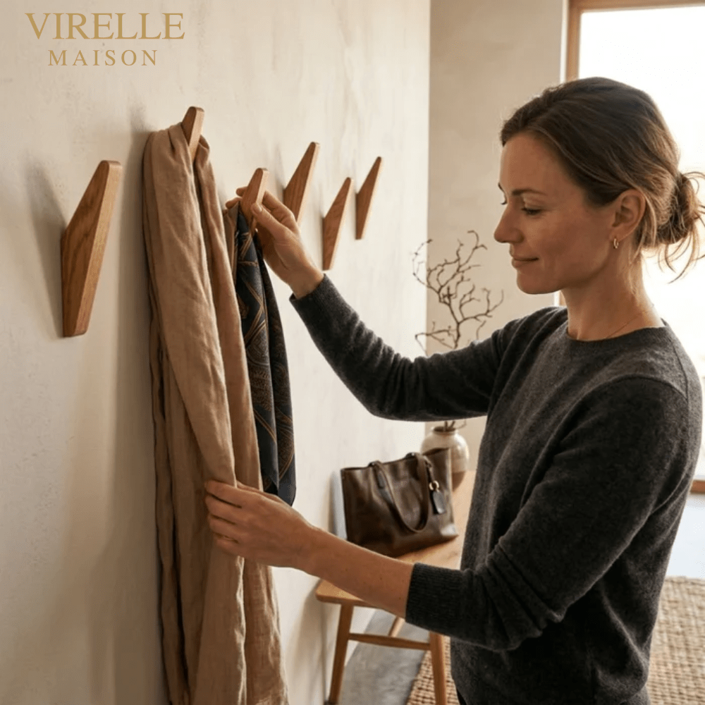 Patère murale en bois Naturel 13,5 cm Bicolore Minimaliste Scandinave Style bohème | Sansoti