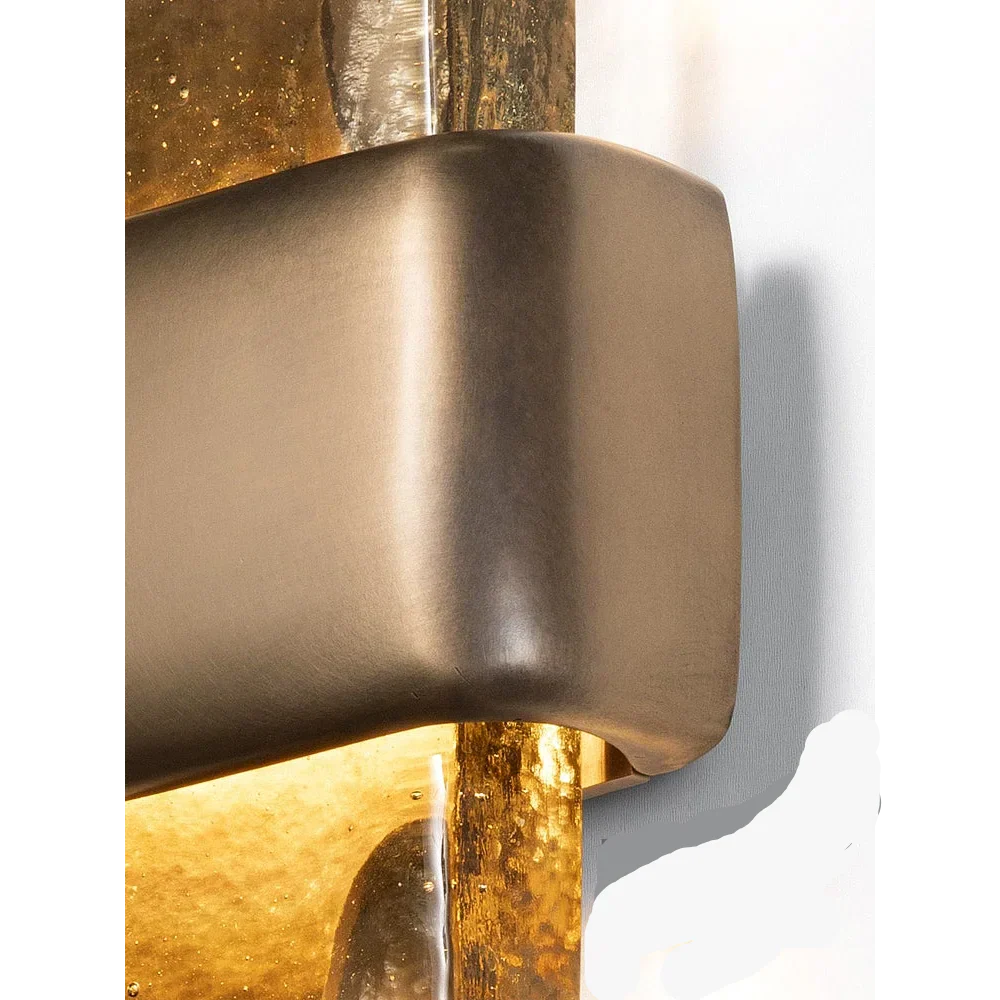 Wandlamp Koper Kristalglas Brons H50cm Woonkamer Slaapkamer Hal Verticaal Sfeerverlichting Up Down | Sansoti