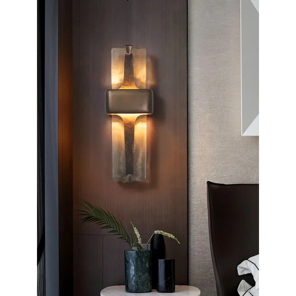 Wandlamp Koper Kristalglas Brons H50cm Woonkamer Slaapkamer Hal Verticaal Sfeerverlichting Up Down | Sansoti