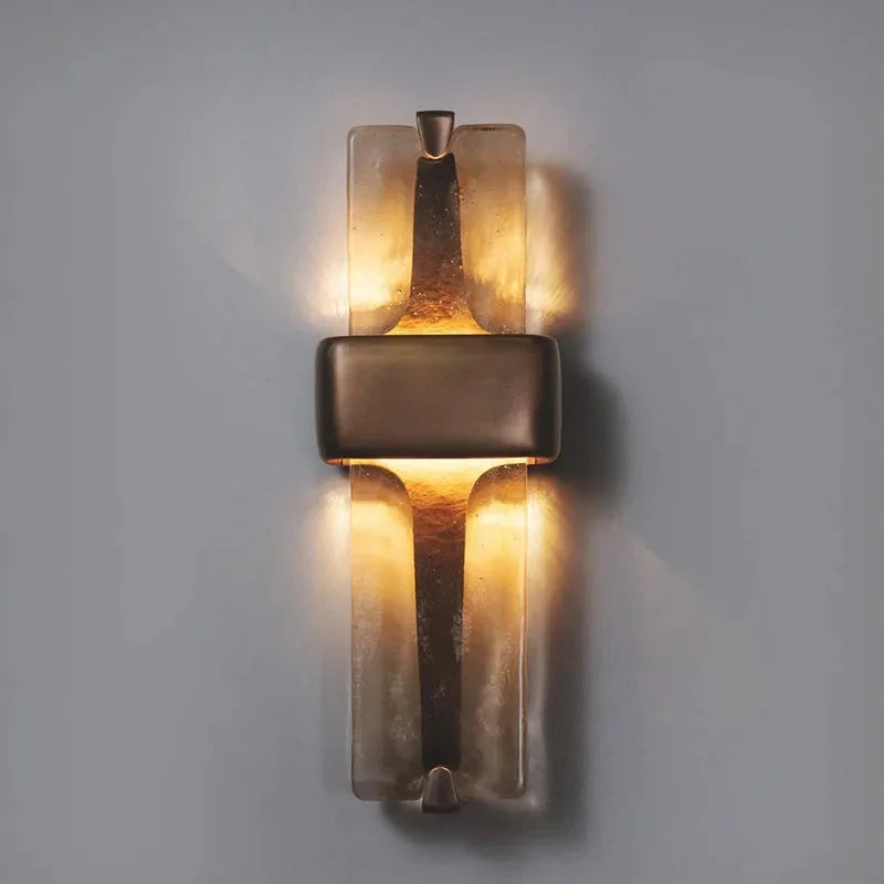 Wandlamp Koper Kristalglas Brons H50cm Woonkamer Slaapkamer Hal Verticaal Sfeerverlichting Up Down | Sansoti