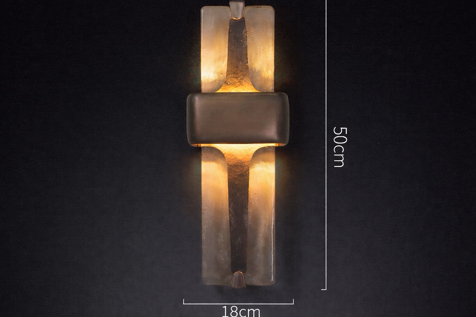 Wandlamp Koper Kristalglas Brons H50cm Woonkamer Slaapkamer Hal Verticaal Sfeerverlichting Up Down | Sansoti