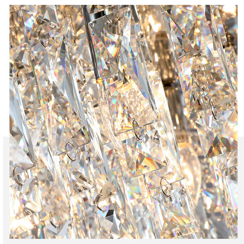 Lustre suspendu en cristal LED E14 blanc chaud réglable, éclairage de plafond luxueux pour salle à manger, bar et salon | Sansoti