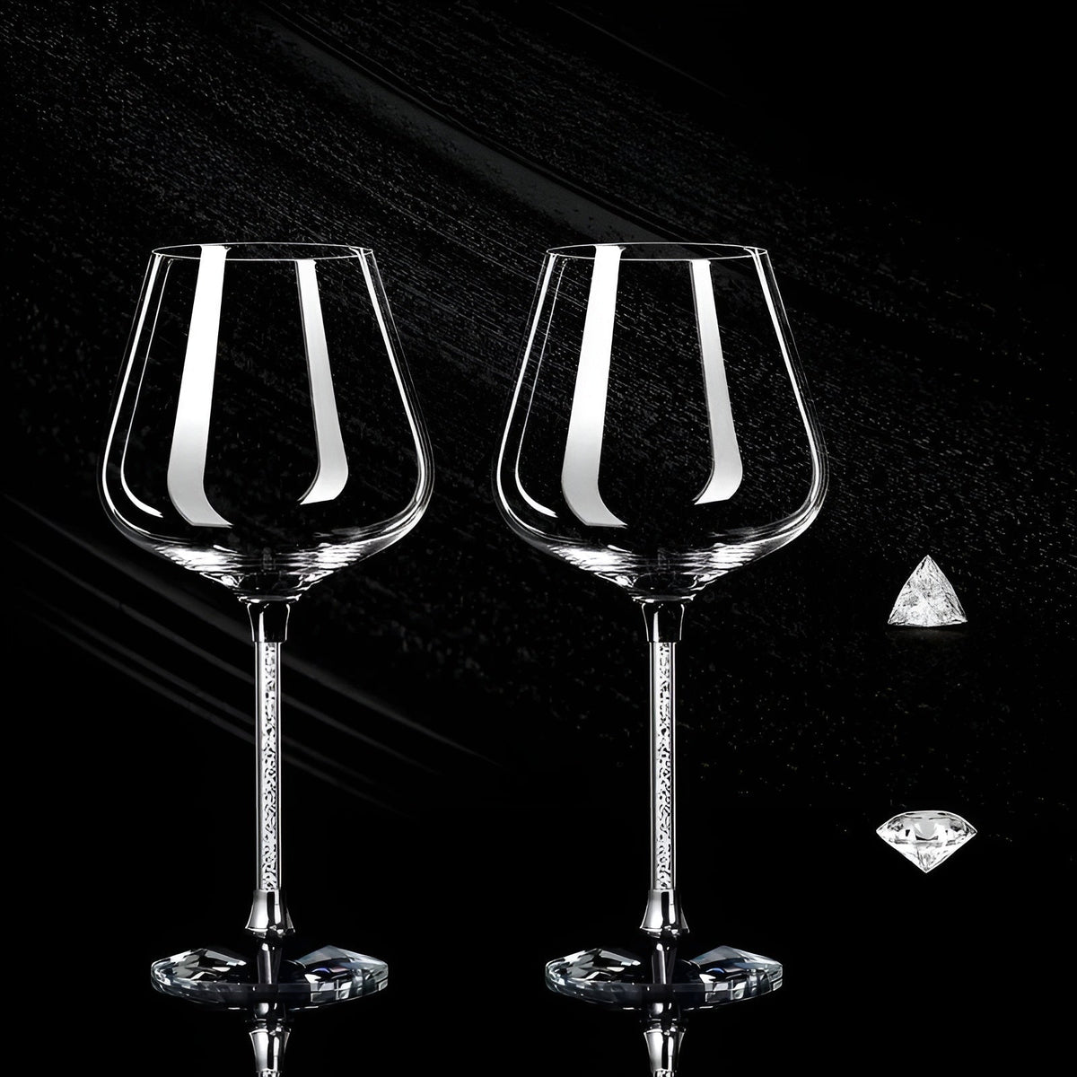 Kristall-Weingläser, 2er-Set, 520 ml, Gold-Silber, hohe Tischgläser für Partys, Dinner, Restaurants und zu Hause | Sansoti