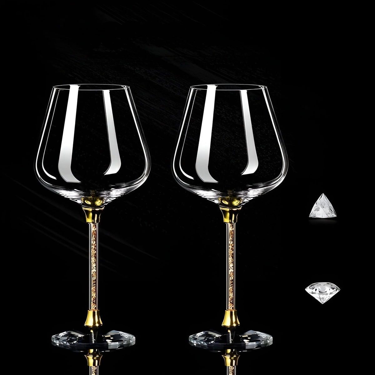 Kristall-Weingläser, 2er-Set, 520 ml, Gold-Silber, hohe Tischgläser für Partys, Dinner, Restaurants und zu Hause | Sansoti