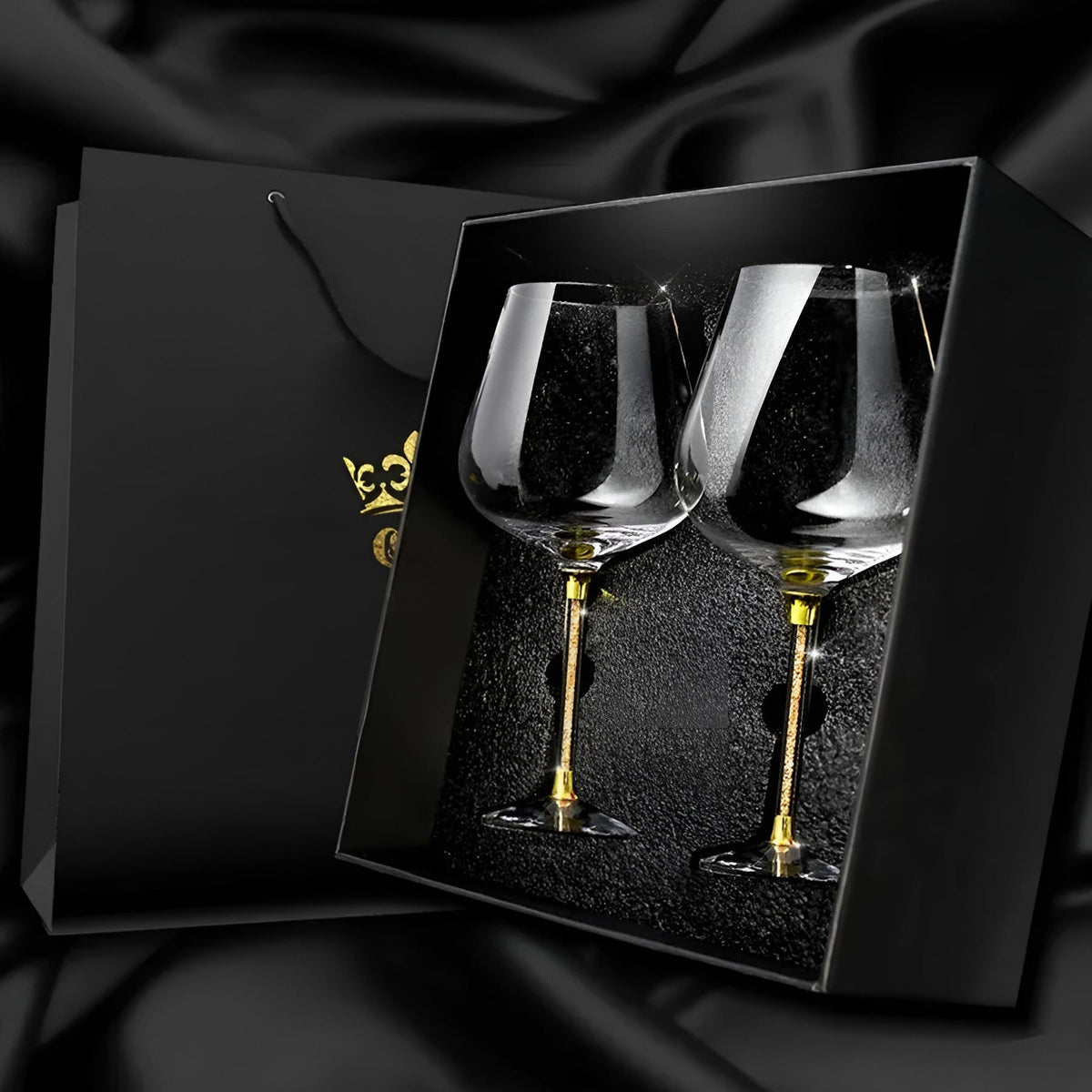 Kristall-Weingläser, 2er-Set, 520 ml, Gold-Silber, hohe Tischgläser für Partys, Dinner, Restaurants und zu Hause | Sansoti
