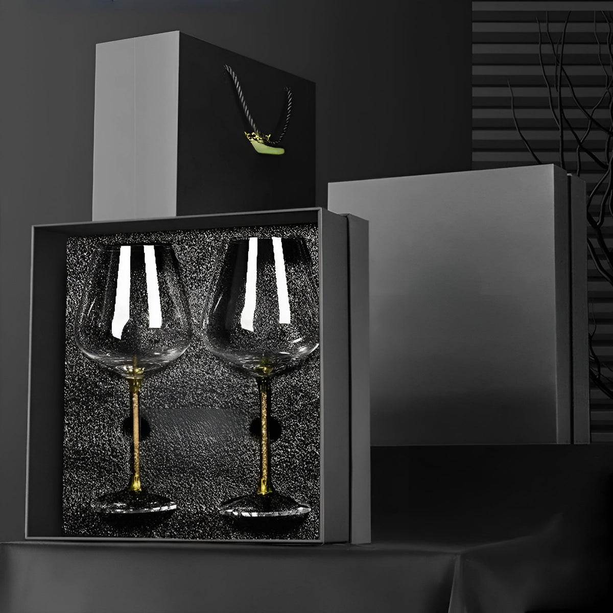 Kristall-Weingläser, 2er-Set, 520 ml, Gold-Silber, hohe Tischgläser für Partys, Dinner, Restaurants und zu Hause | Sansoti