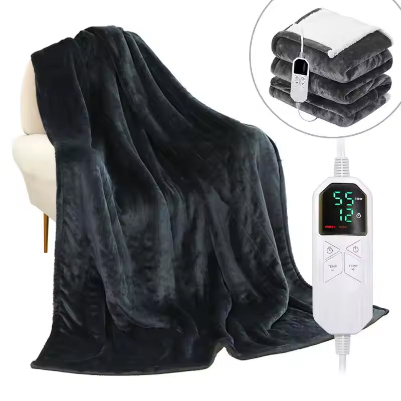 Elektrische Kuscheldecke mit 9 Temperaturstufen, weiche Fleecedecke, Timer-Funktion und Wärmeregulierung für das Schlafzimmer | Sansoti
