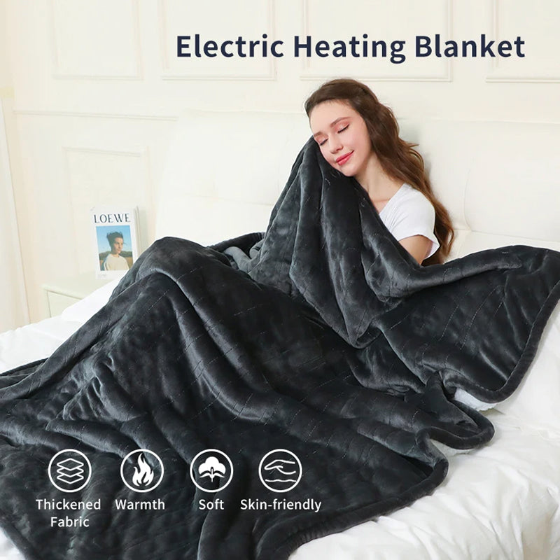 Elektrische Kuscheldecke mit 9 Temperaturstufen, weiche Fleecedecke, Timer-Funktion und Wärmeregulierung für das Schlafzimmer | Sansoti