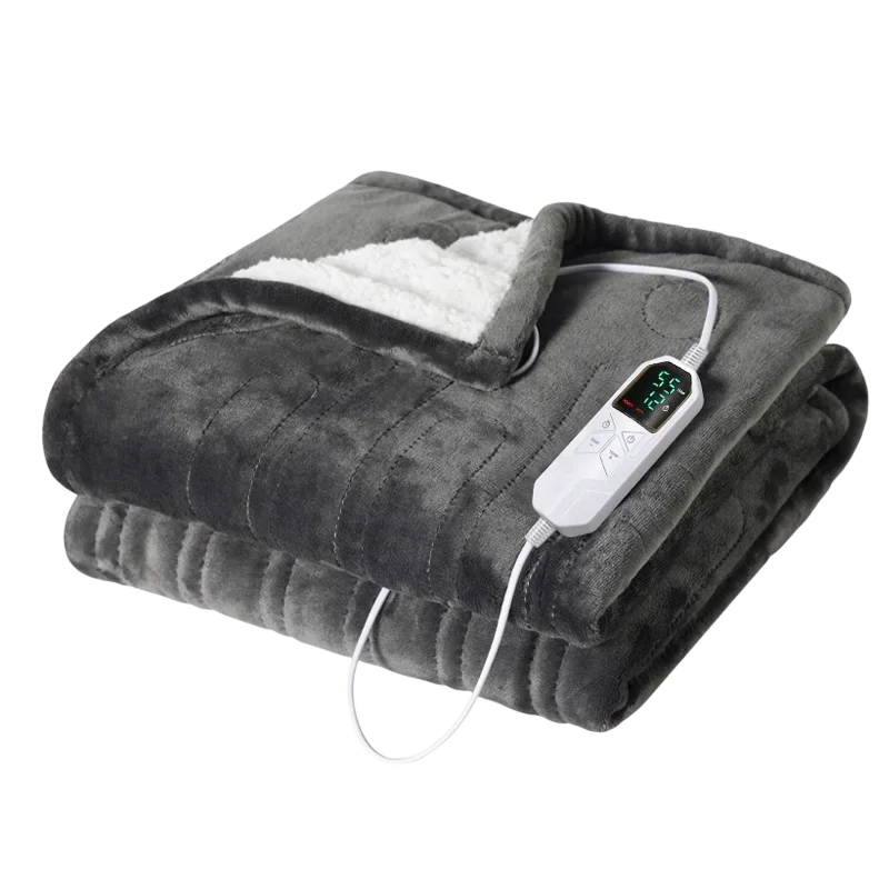 Elektrische Kuscheldecke mit 9 Temperaturstufen, weiche Fleecedecke, Timer-Funktion und Wärmeregulierung für das Schlafzimmer | Sansoti