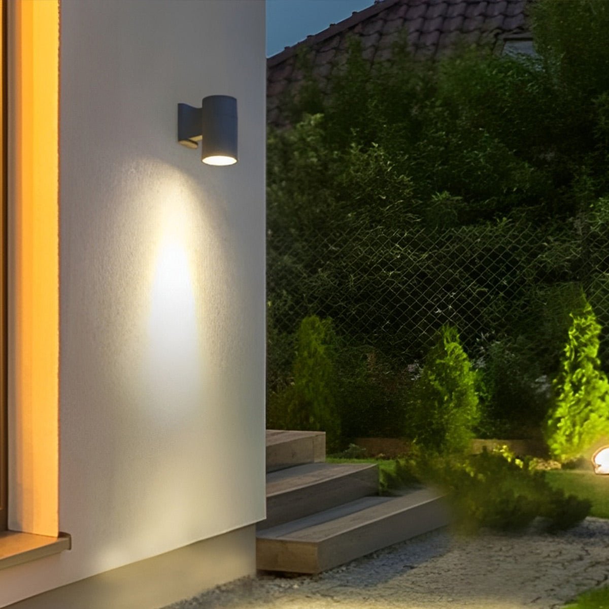 Cylindrical LED Outdoor Wall Light Waterproof Bidirectional Light Black Aluminum IP65 Wall Lighting | Sansoti