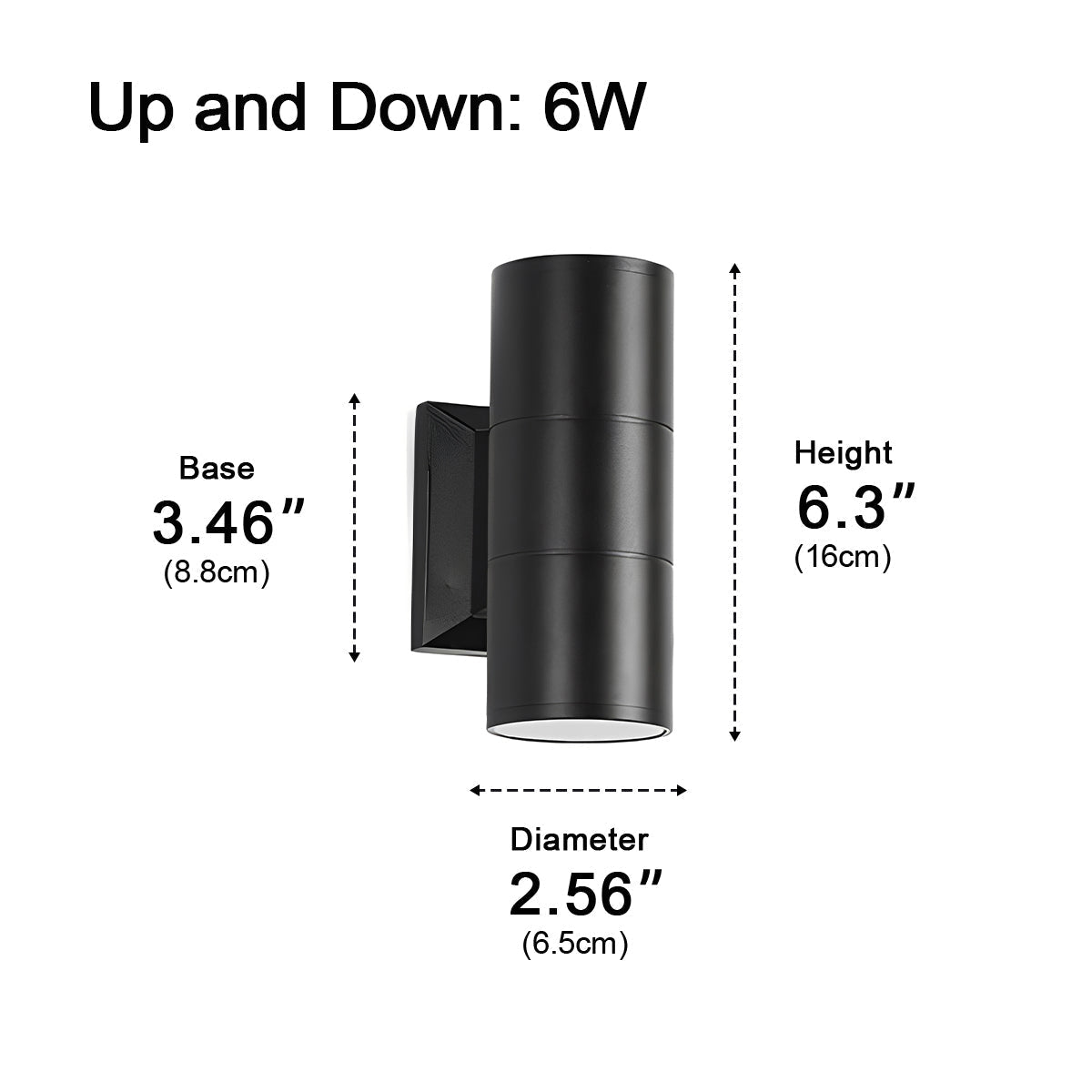 Cylindrical LED Outdoor Wall Light Waterproof Bidirectional Light Black Aluminum IP65 Wall Lighting | Sansoti