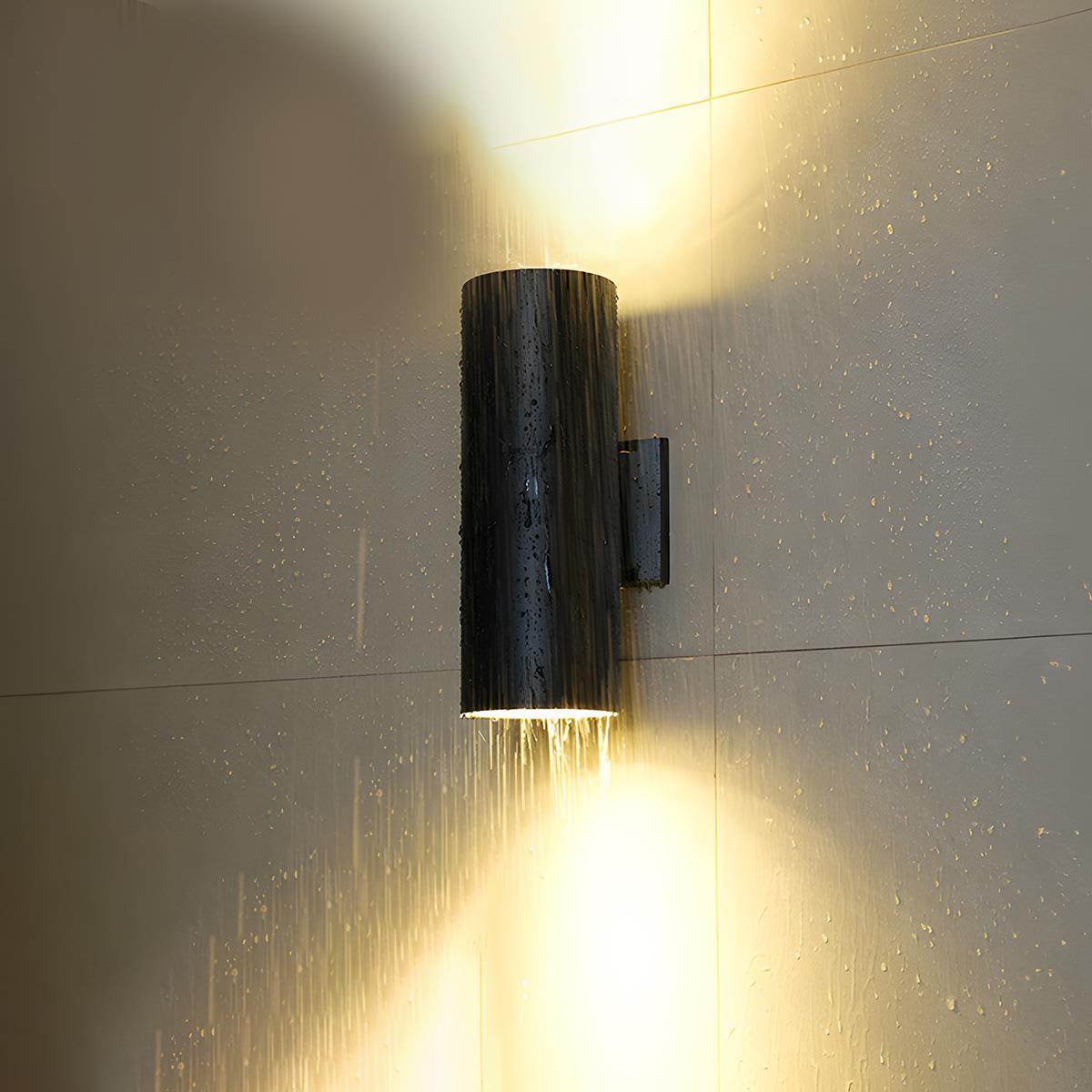 Cylindrical LED Outdoor Wall Light Waterproof Bidirectional Light Black Aluminum IP65 Wall Lighting | Sansoti